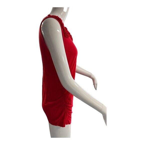 Liz Lange Maternity Floral Fringe Detail Sleeveless Tee~Size XS~Red Tank  L4 18 - Picture 4 of 7